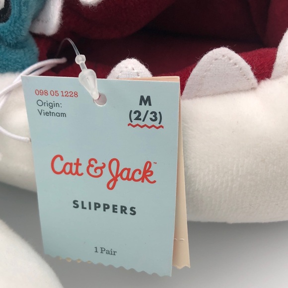 Cat & Jack Kids Shark Slippers NWT White and Blue - Picture 2 of 5